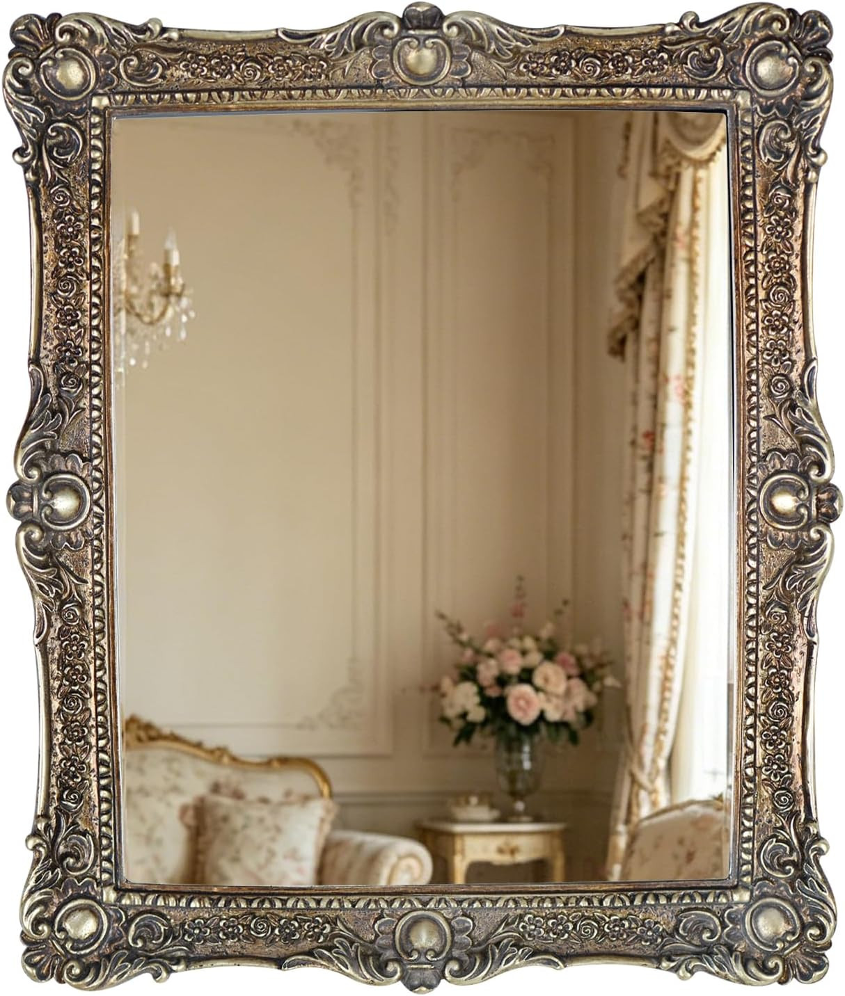 Wall Mirror,Freestanding or Wall Mount,Antique Gold, 10x12 inch
