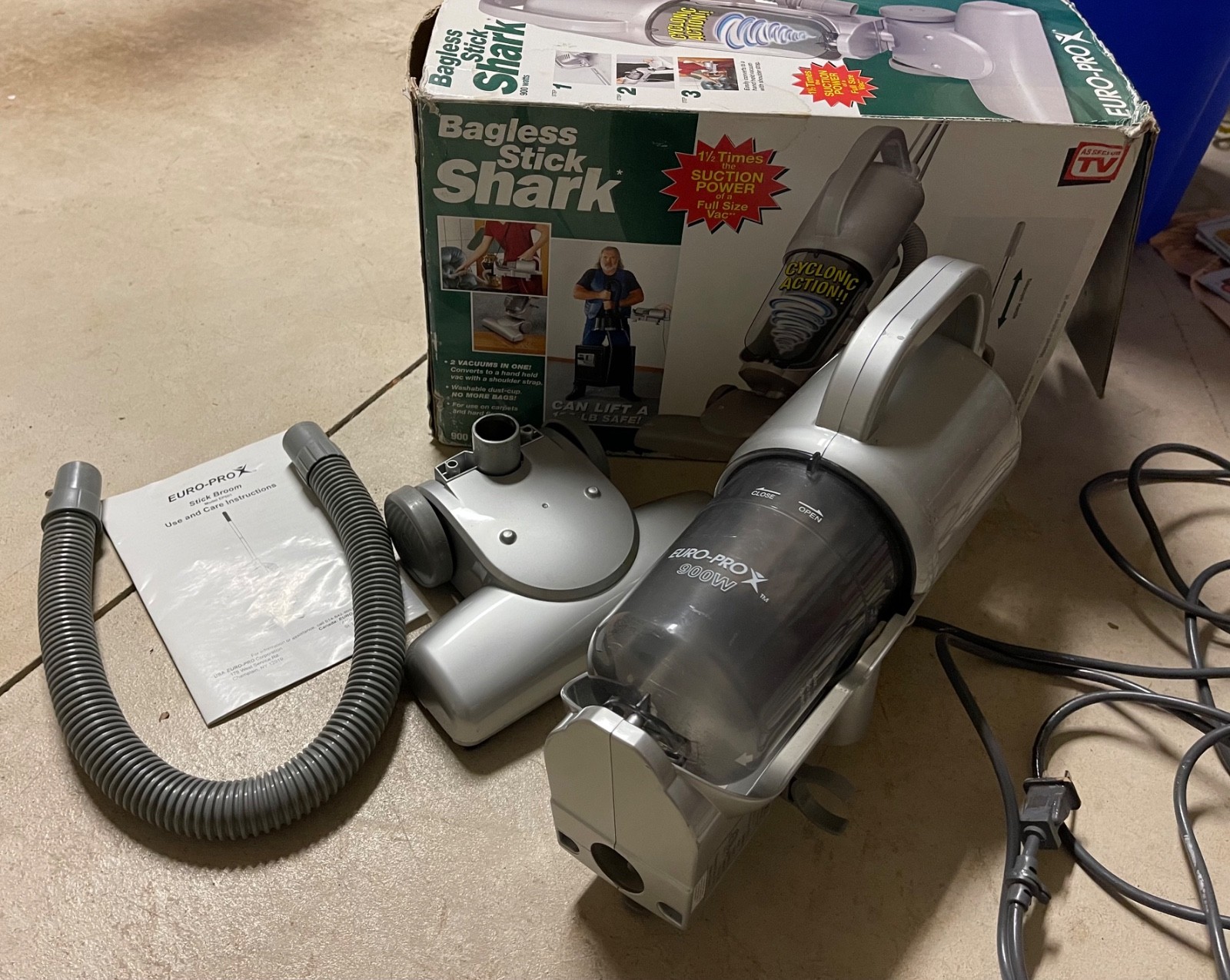 Vintage Euro-Pro X Bagless Shark 900W Handheld Vacuum – Tested, Boxed