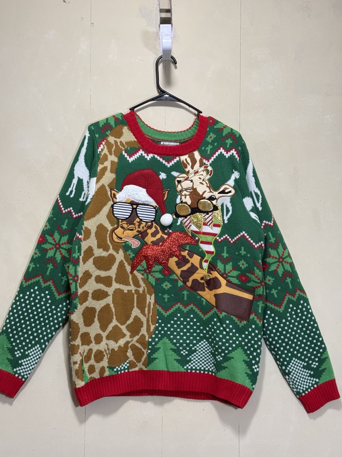 Jolly Sweaters Silly Giraffes Funny Holiday Christmas Sweater Men’s Sz L