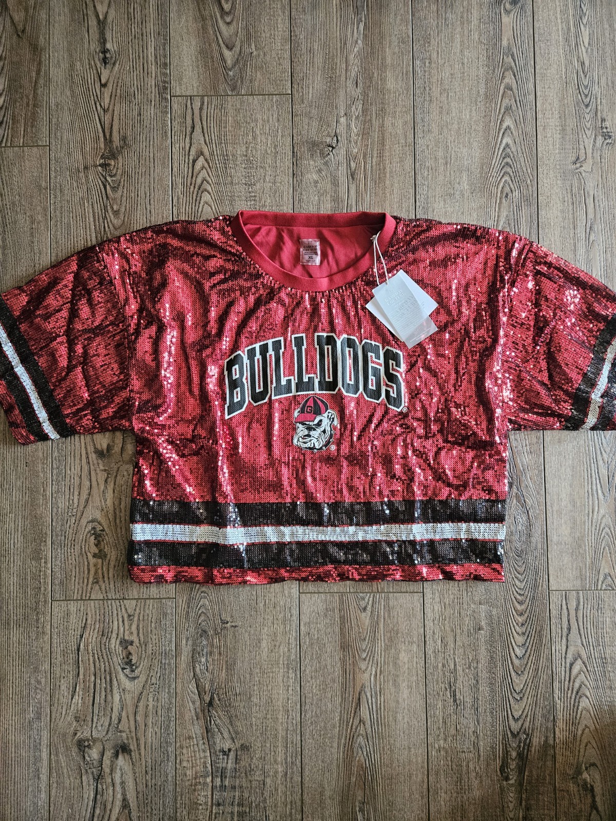 Georgia Bulldogs Gameday Couture Women\'s Cropped Sequin Shirt Size XL