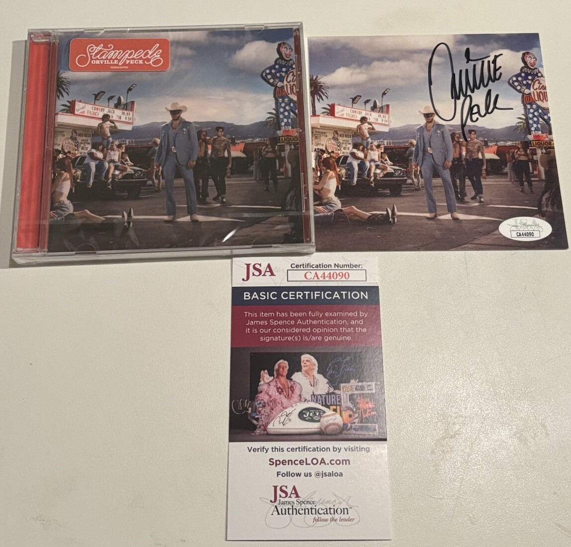 ORVILLE PECK STAMPEDE AUTOGRAPHED SIGNED ART CARD NEW CD JACKET JSA COA CA44090