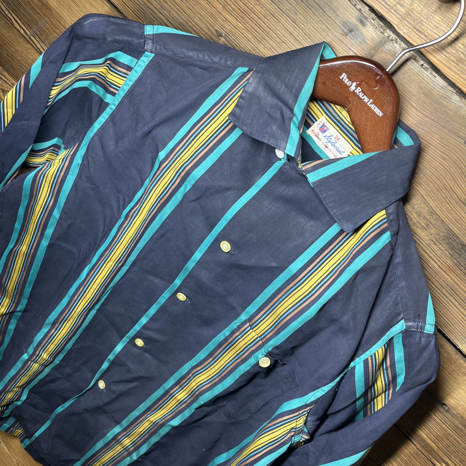 VTG 50s 60s Stylocrat Kaynee Sanforized Long Sleeve Shirt Mens Striped Western M