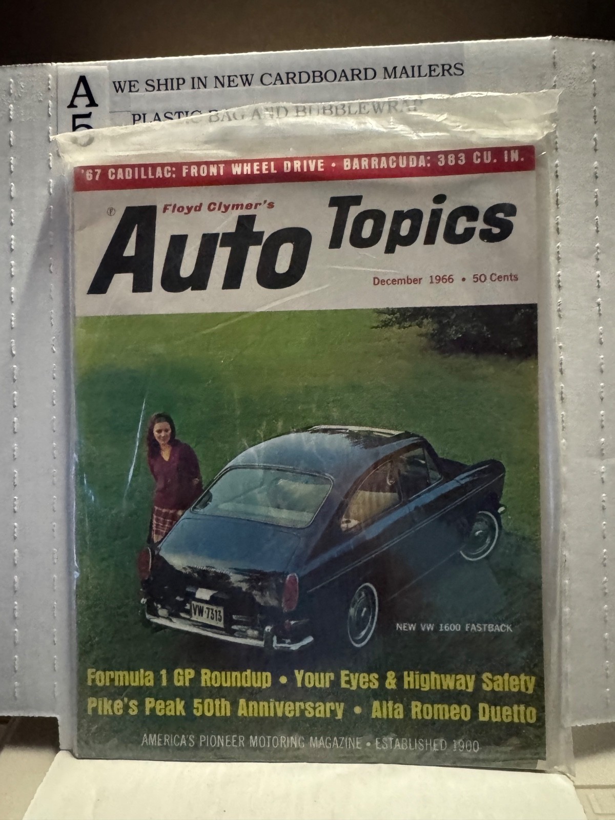 SEALED Vintage Auto Topics Magazine December 1966