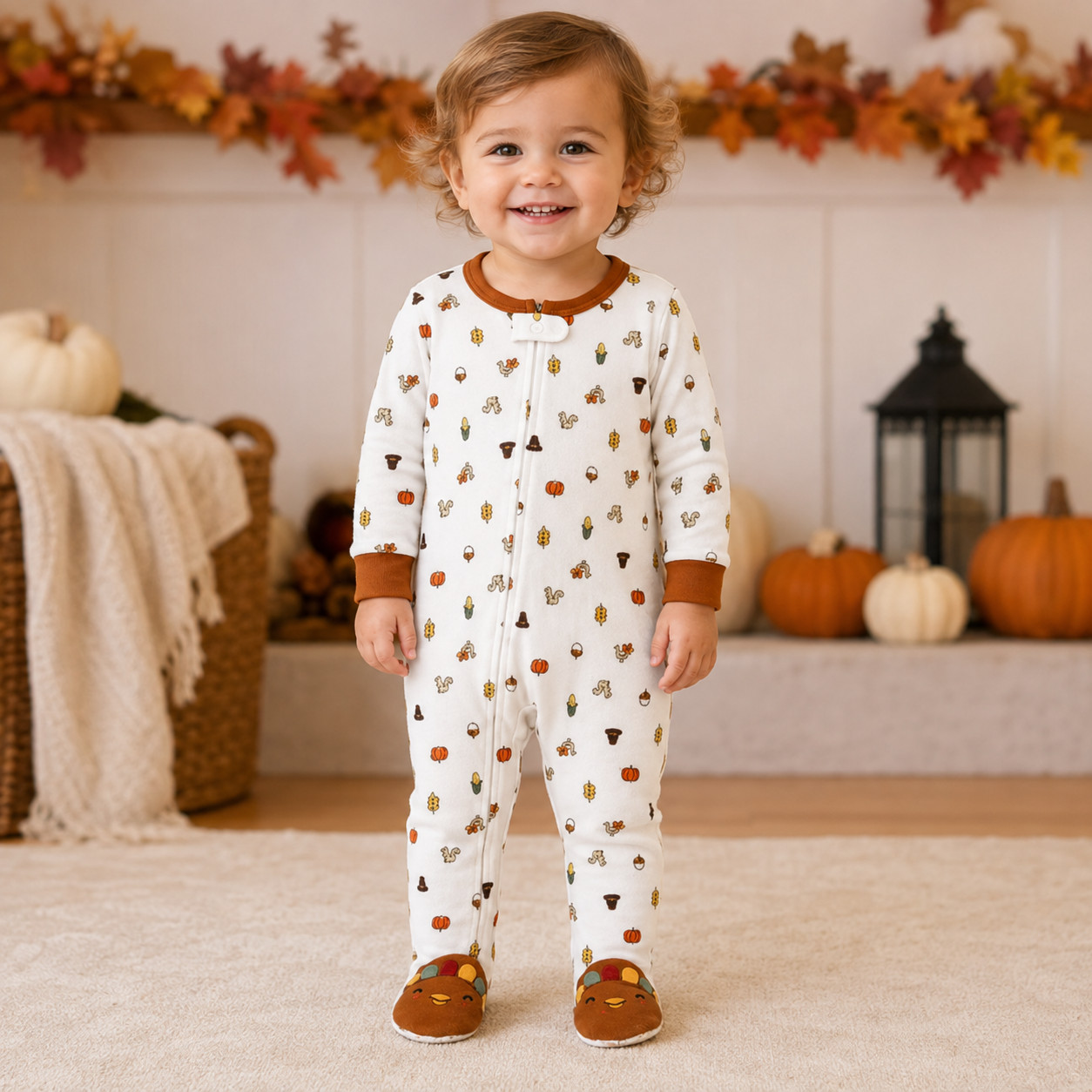 Carter\'s Unisex Toddler  1-Piece Thanksgiving 100% Snug-Fit Cotton Pajama   2T