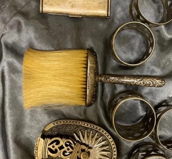 Sterling Silver .925 Repousse Victorian Vanity Brush Grooming Set Post-1940