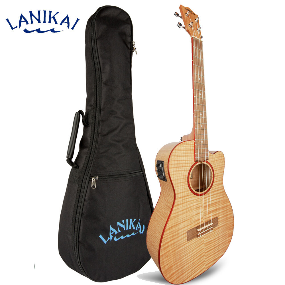 Lanikai FM-CEB Flame Maple Baritone Acoustic Electric Ukulele +  Padded Gig Bag
