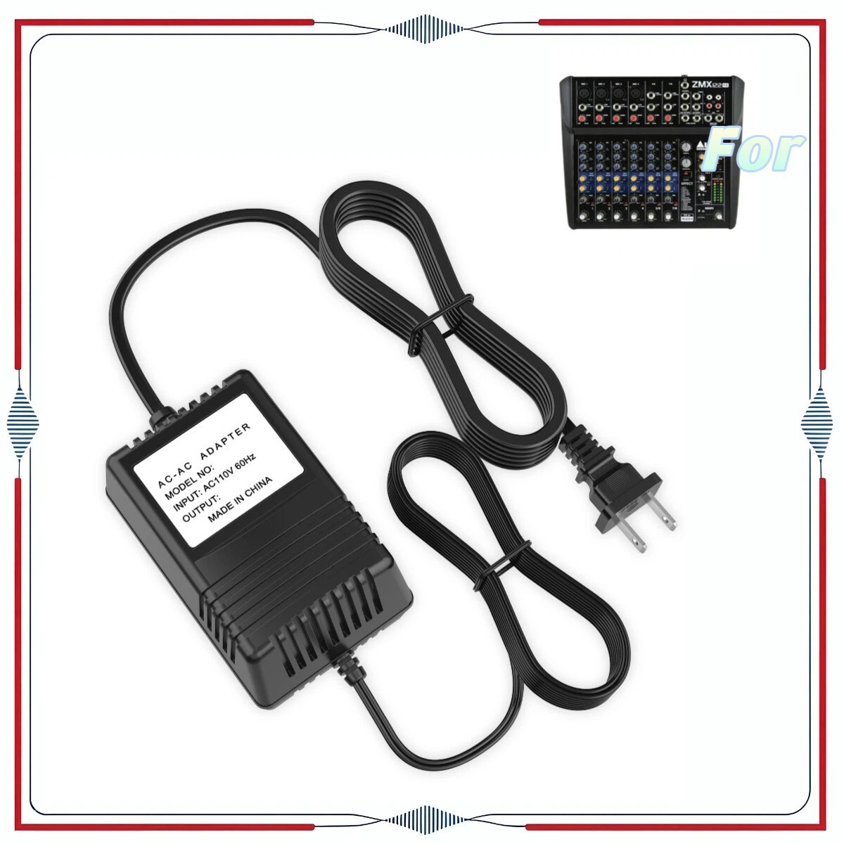 18V AC-AC Adapter for Alto Zephyr ZMX122FX 8 Channel Compact Mixer Power Supply