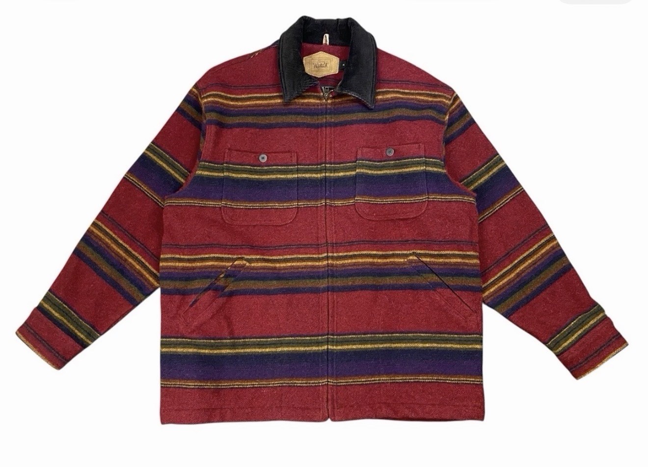 Vintage Woolrich Wool Aztec Southwestern Blanket Jacket USA Chore Coat XL
