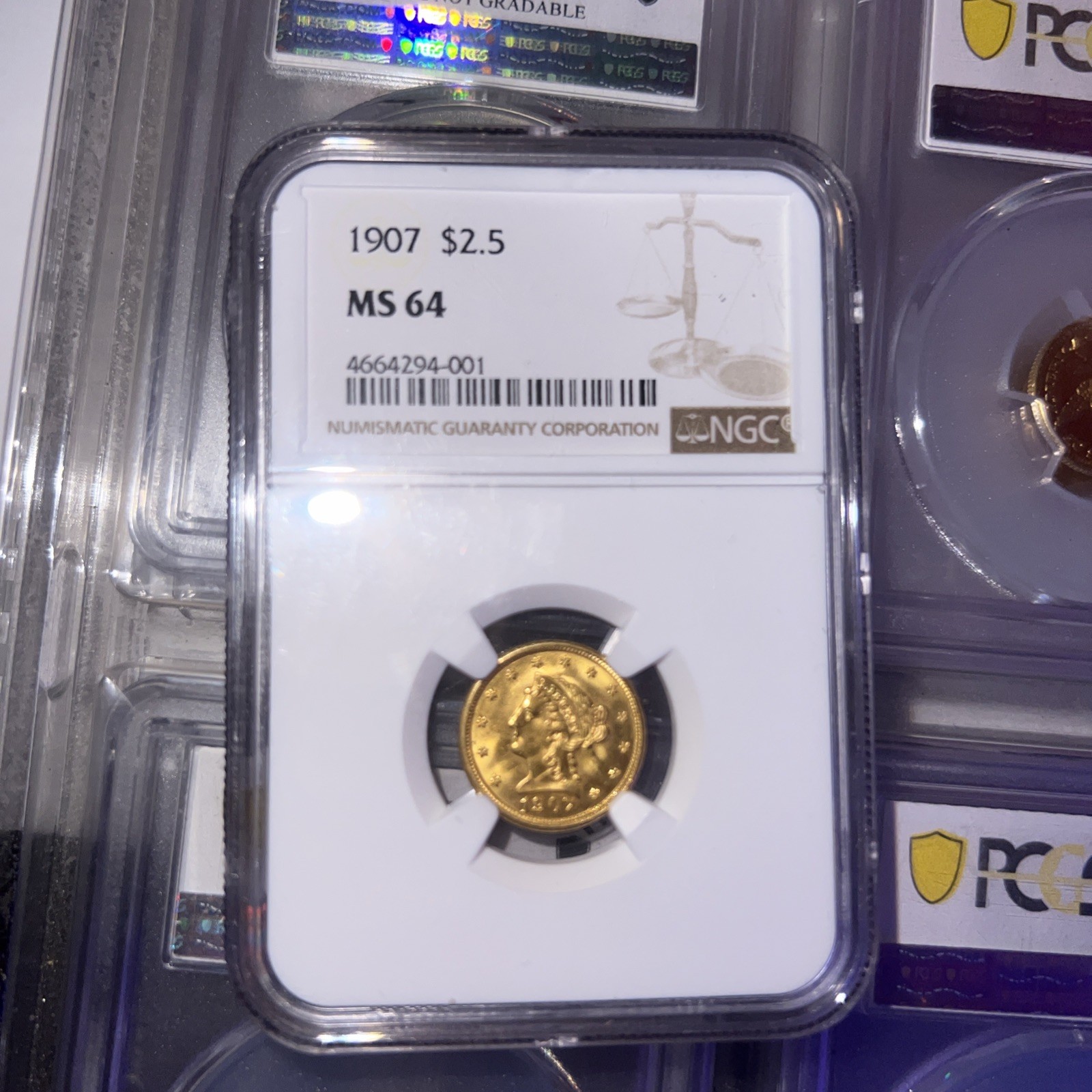 1907 P $2.50 Gold Liberty Head Quarter Eagle NGC MS-64 1907 P $2.50 Gold Liberty Head Quarter Eagle NGC MS-64