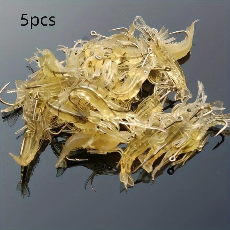 10-100x Soft Shrimp Fishing Lures with Luminous Bait Hooks for Fresh & Saltwater