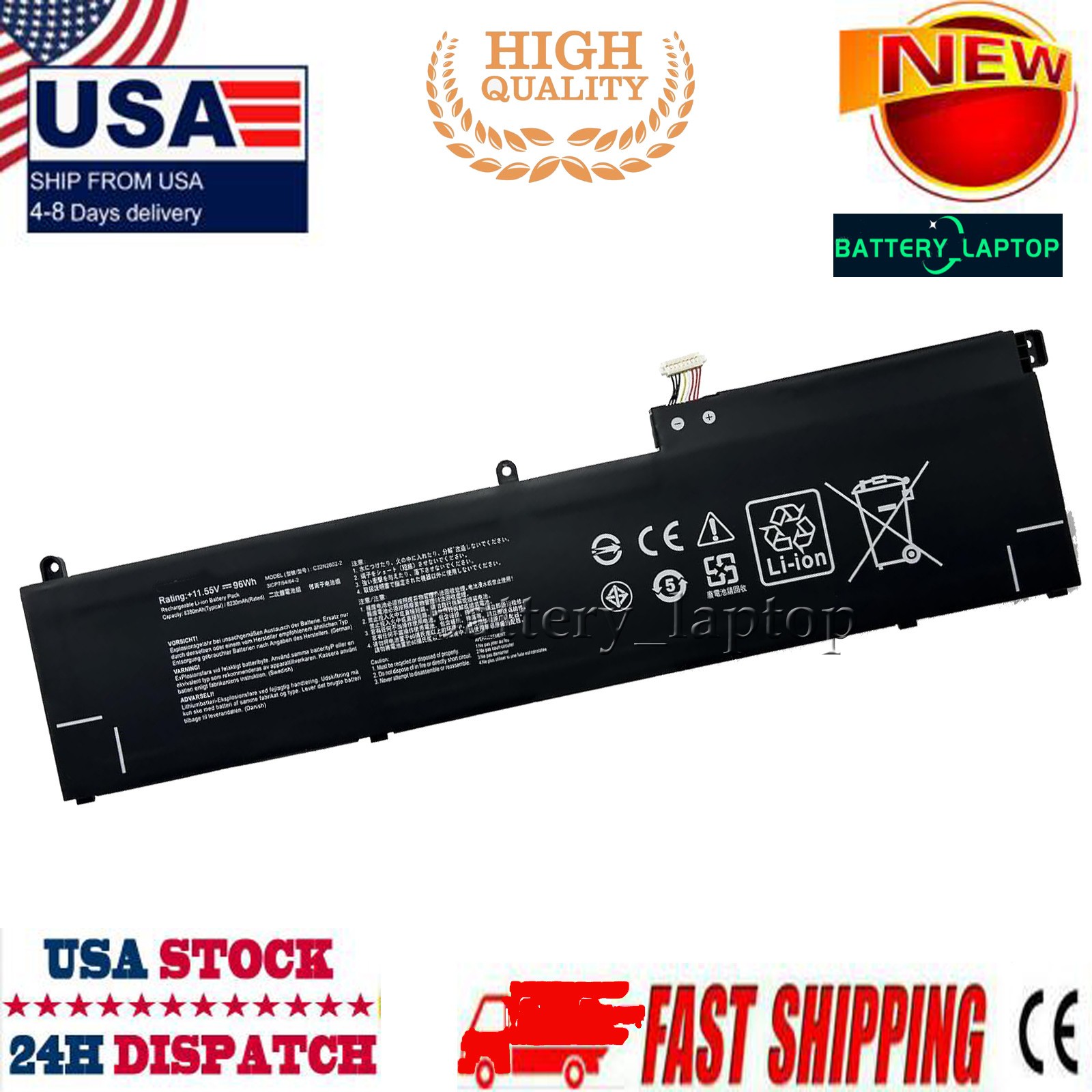 USA C32N2002-2 New 11.55V 96Wh Battery for Asus ZenBook Pro 15 Flip OLED Q539Z