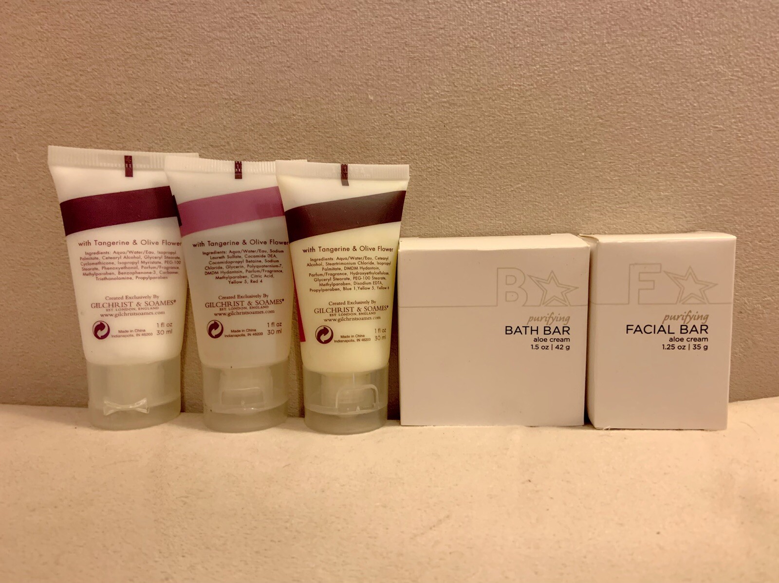 5x Gilchrist &Soames Lotion Shampoo Conditioner Soap oLay Harrah’s Toiletries
