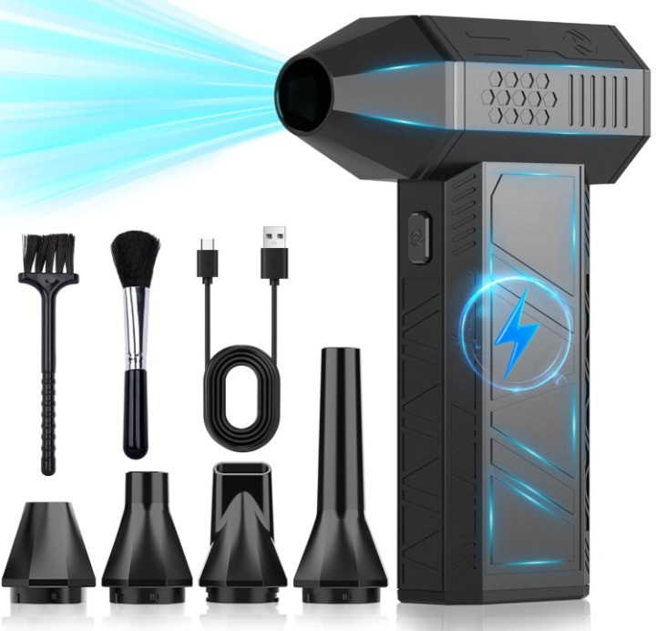 Soplador de Aire Eléctrico Recargable 3 Velocidades para PC, Coche y Hogar