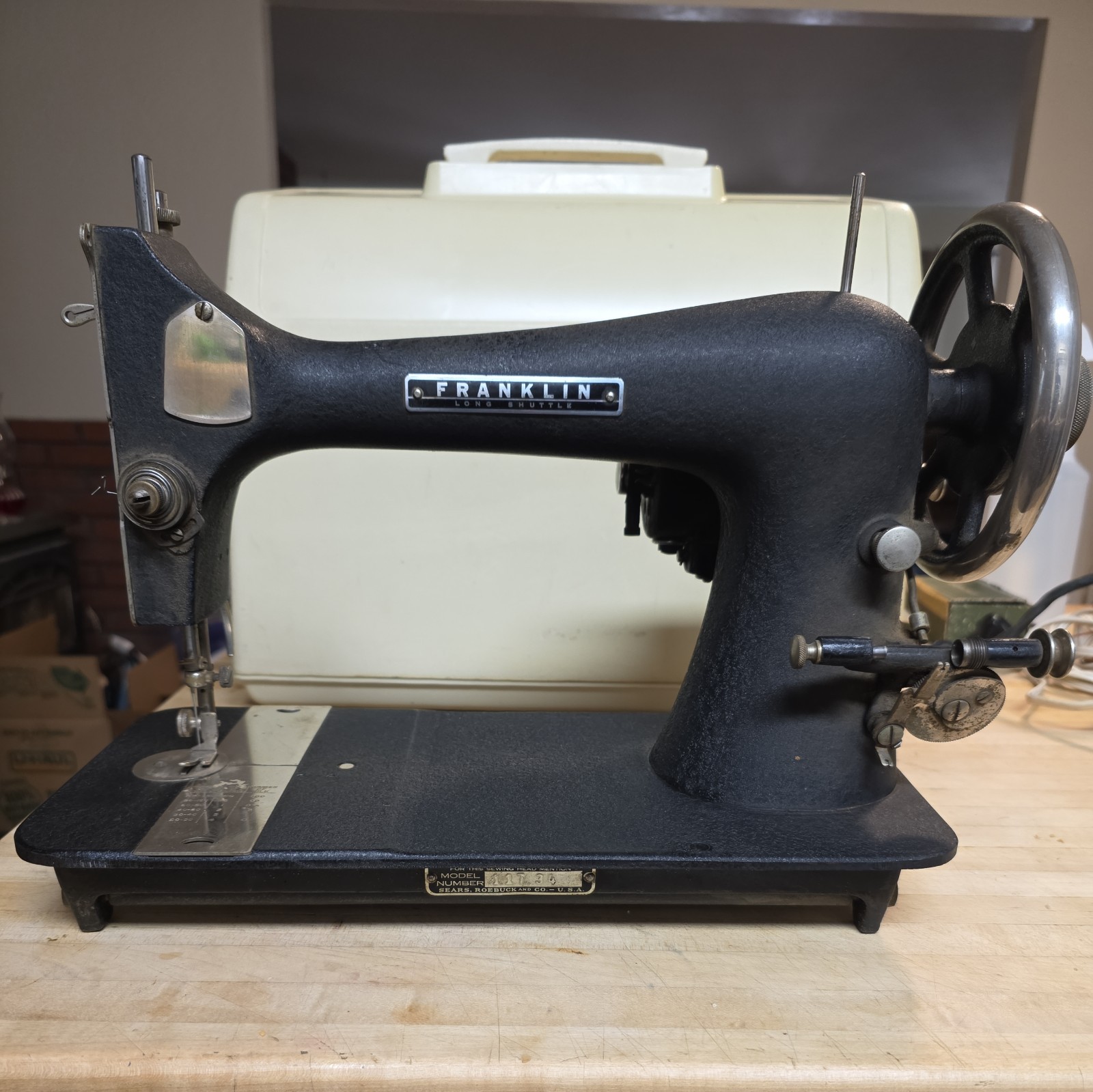 Vintage 1940s Franklin Electric Sewing Machine with Hard Case