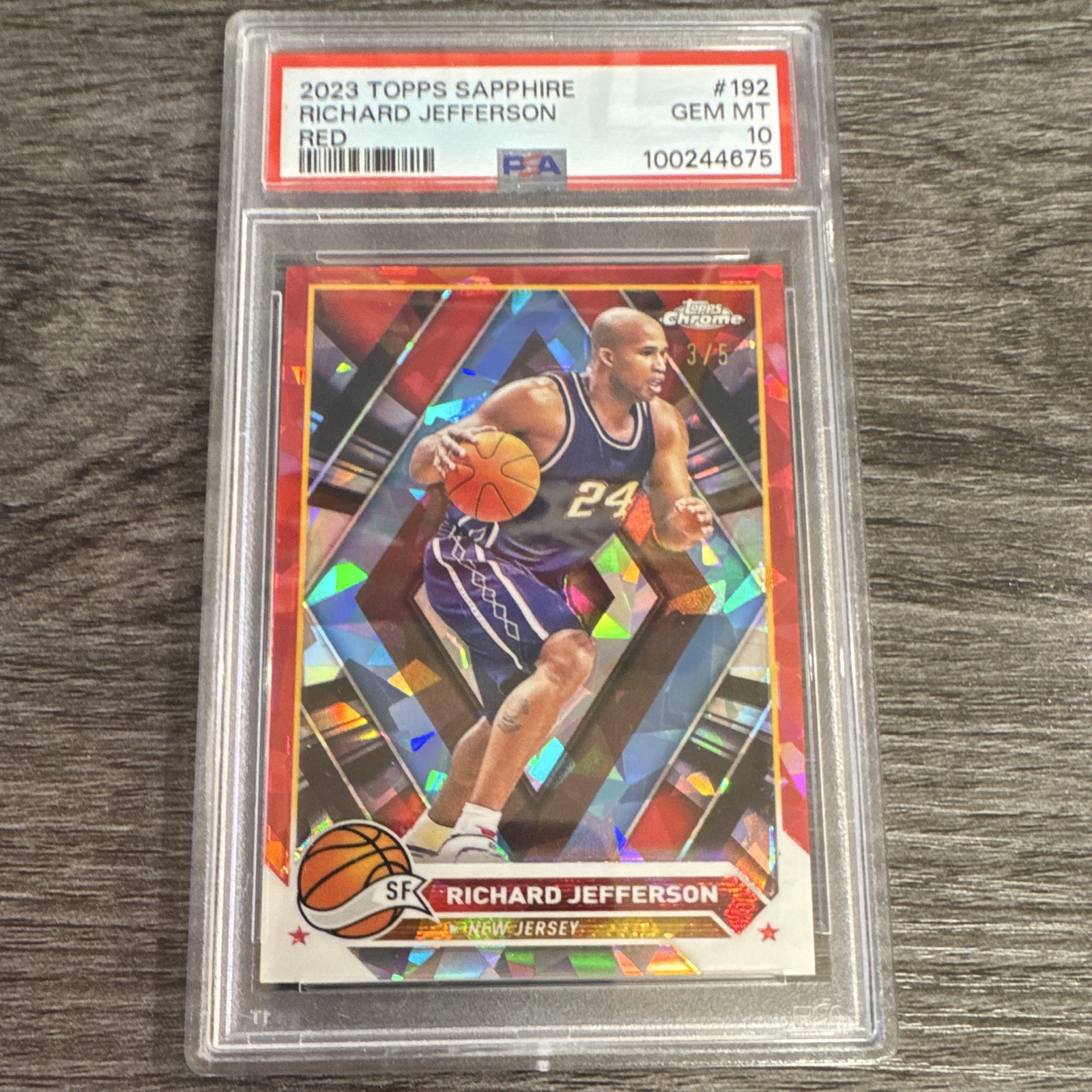 2023-24 Topps Chrome Sapphire Richard Jefferson Red /5 PSA 10 Pop 1 NJ NETS