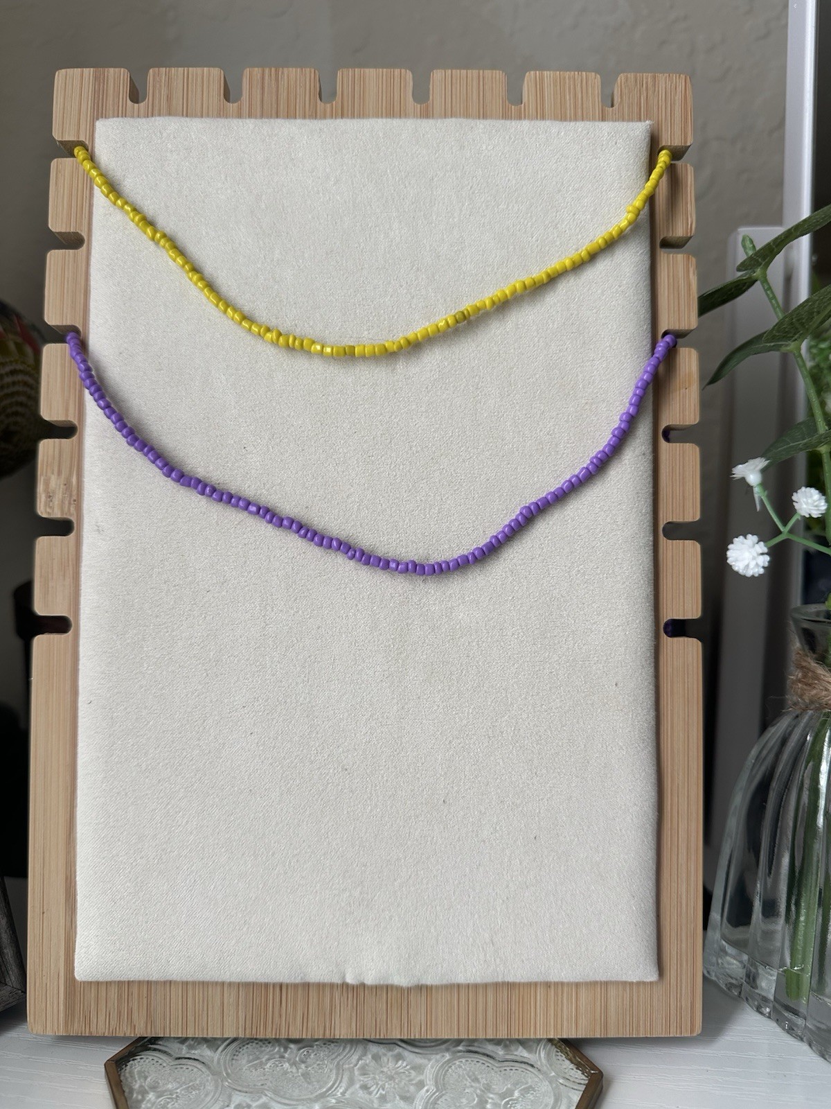Handmade Yellow Seed Bead Choker Necklace Minimalist Boho Adjustable