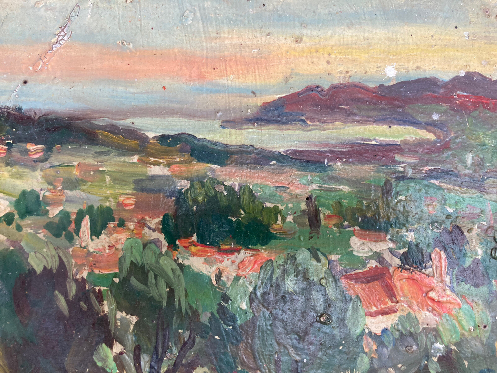 Belle Painting Oil Panel Wood Early 20th Sea Mediterranean Signed to Identify Belle Painting Oil Panel Wood Early 20th Sea Mediterranean Signed to Identify