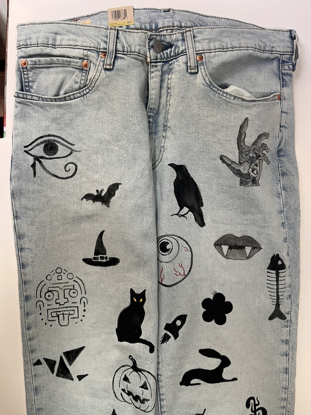 Custom Hand Painted Levi’s 541 Athletic Taper Premium Flex Jeans Art 34 X 34