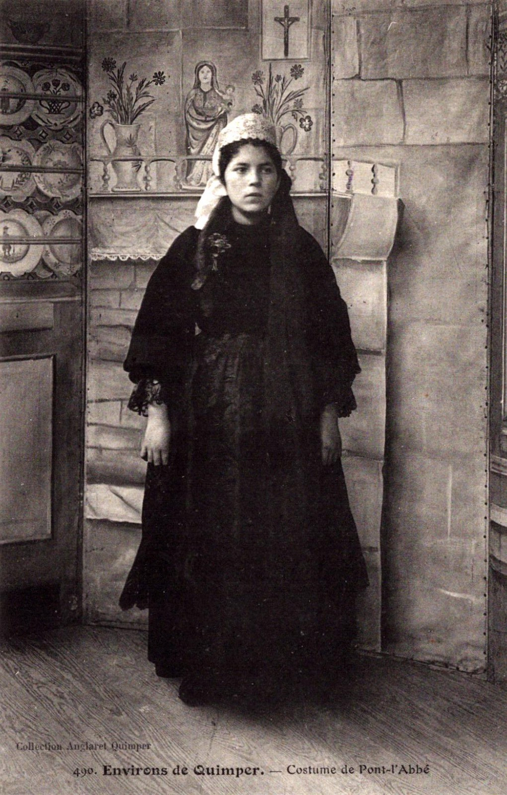 Pont l’Abbé Breton Costume Woman Quimper Postcard c1900