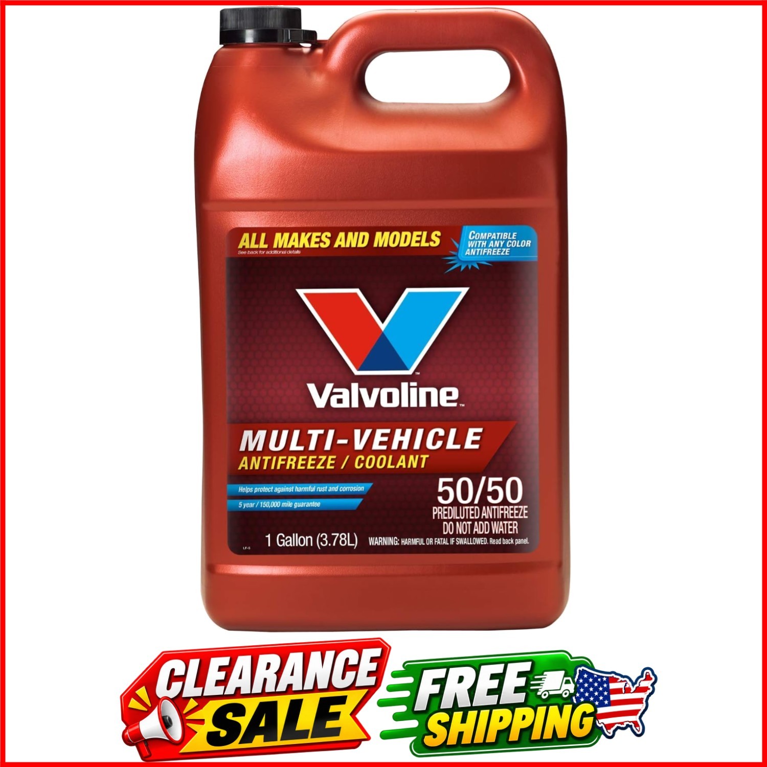 Multi-Vehicle 50/50 Ready-to-Use Antifreeze Coolant 1 Gallon