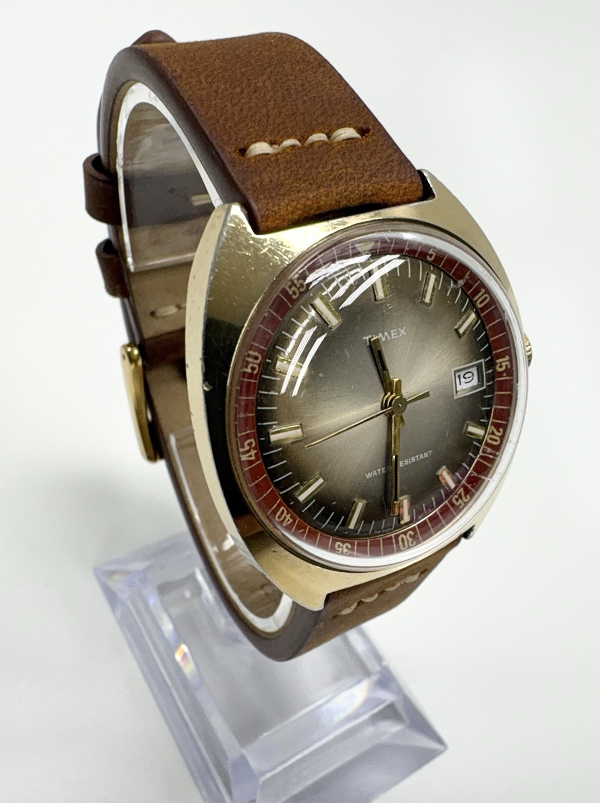 Vintage 1973 Timex Men’s Roulette Wheel Wrist Watch Manual Wind Runs Working 70s