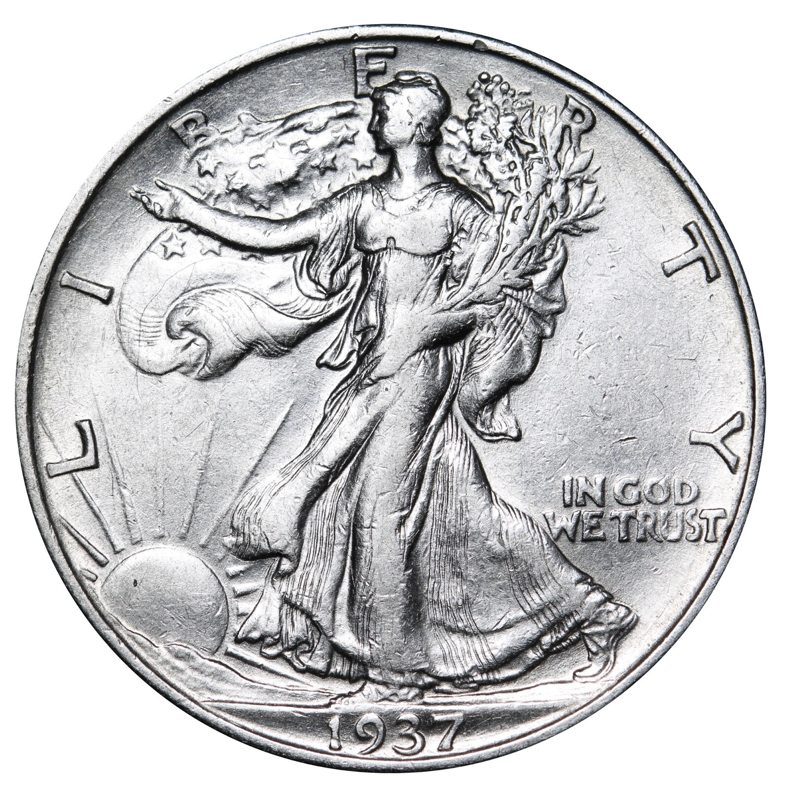 1937-D Walking Liberty Half Dollar In AU Condition