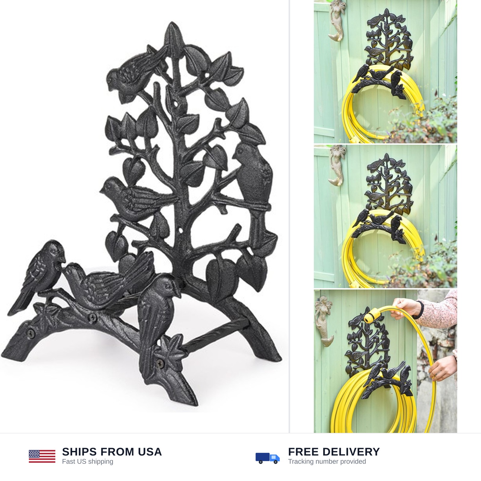 Sungmor Heavy Duty Cast Iron Garden Hose Holder - Wall Mounted Water Hanger -... Sungmor Heavy Duty Cast Iron Garden Hose Holder - Wall Mounted Water Hanger -...