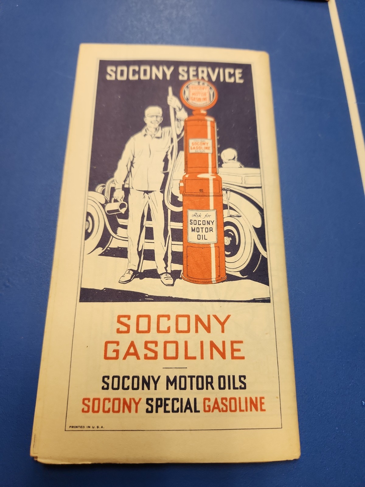 VINTAGE 1929 SOCONY NEW YORK ROAD MAP GAS STATION PUMP MOTOR OIL NICE