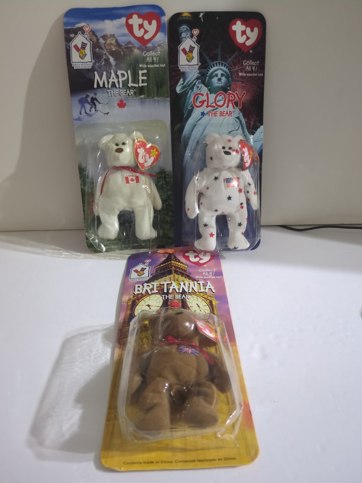 Lot Of 3 Vintage TY McDonalds Beanie Baby Maple Britannia Glory  1999