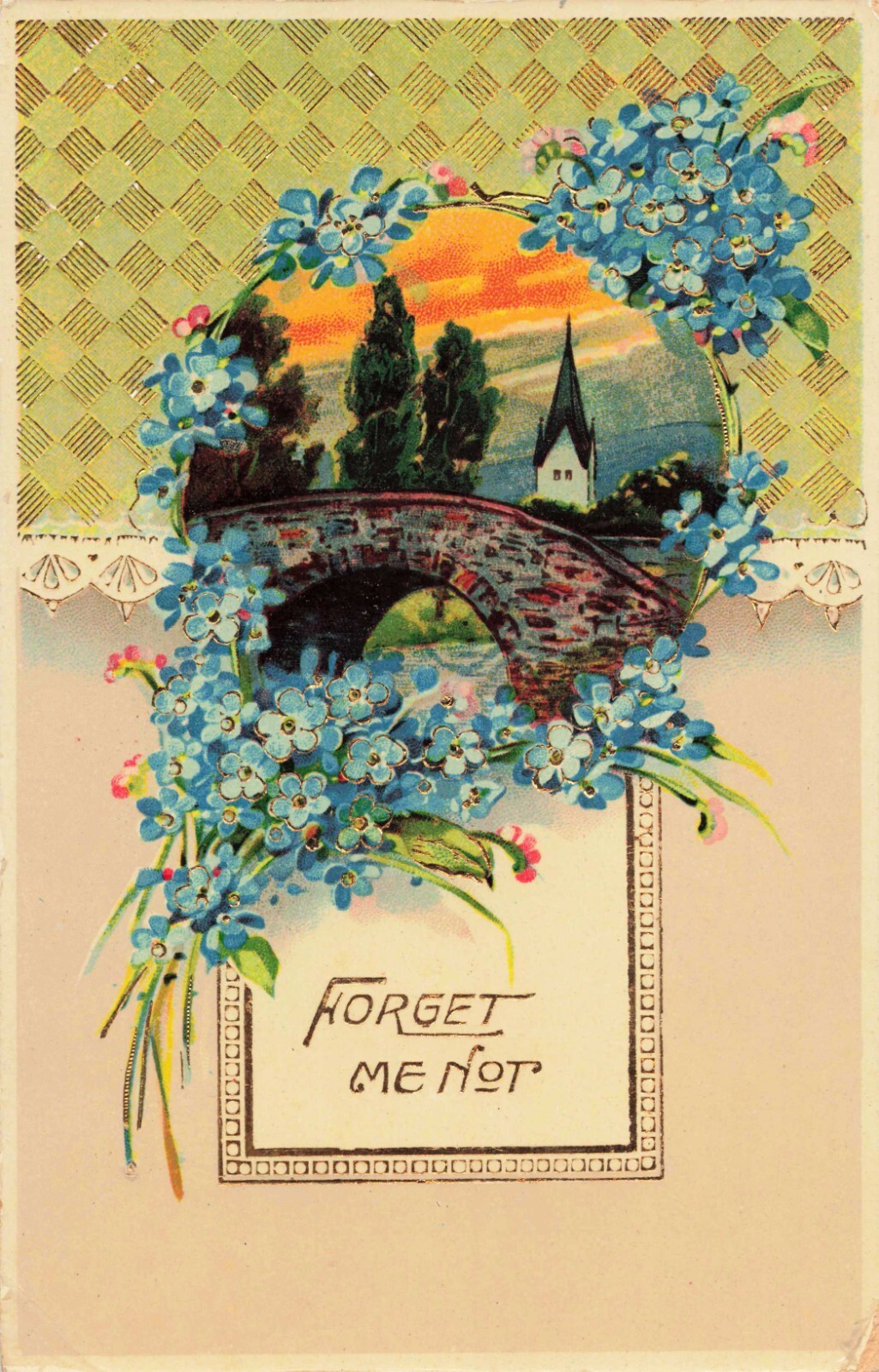 Antique c1910 Postcard Lovers Couple Romance Forget Me Not (36) Antique c1910 Postcard Lovers Couple Romance Forget Me Not (36)