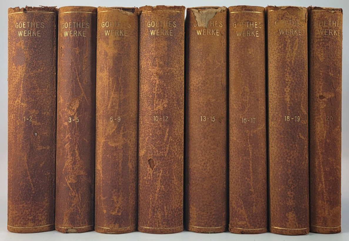 RARE Antique Goethes Werke 20 Parts in 8 Books Leather Bong Co German Goethe Set