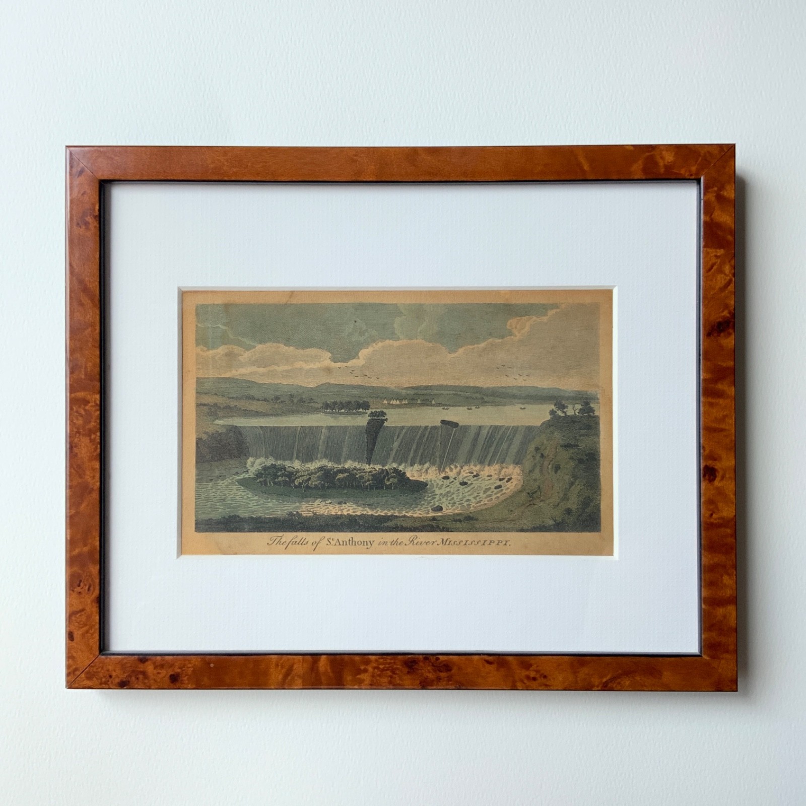 1778 Jonathan Carver Falls of St Anthony First Edition Hand Colored Print Framed