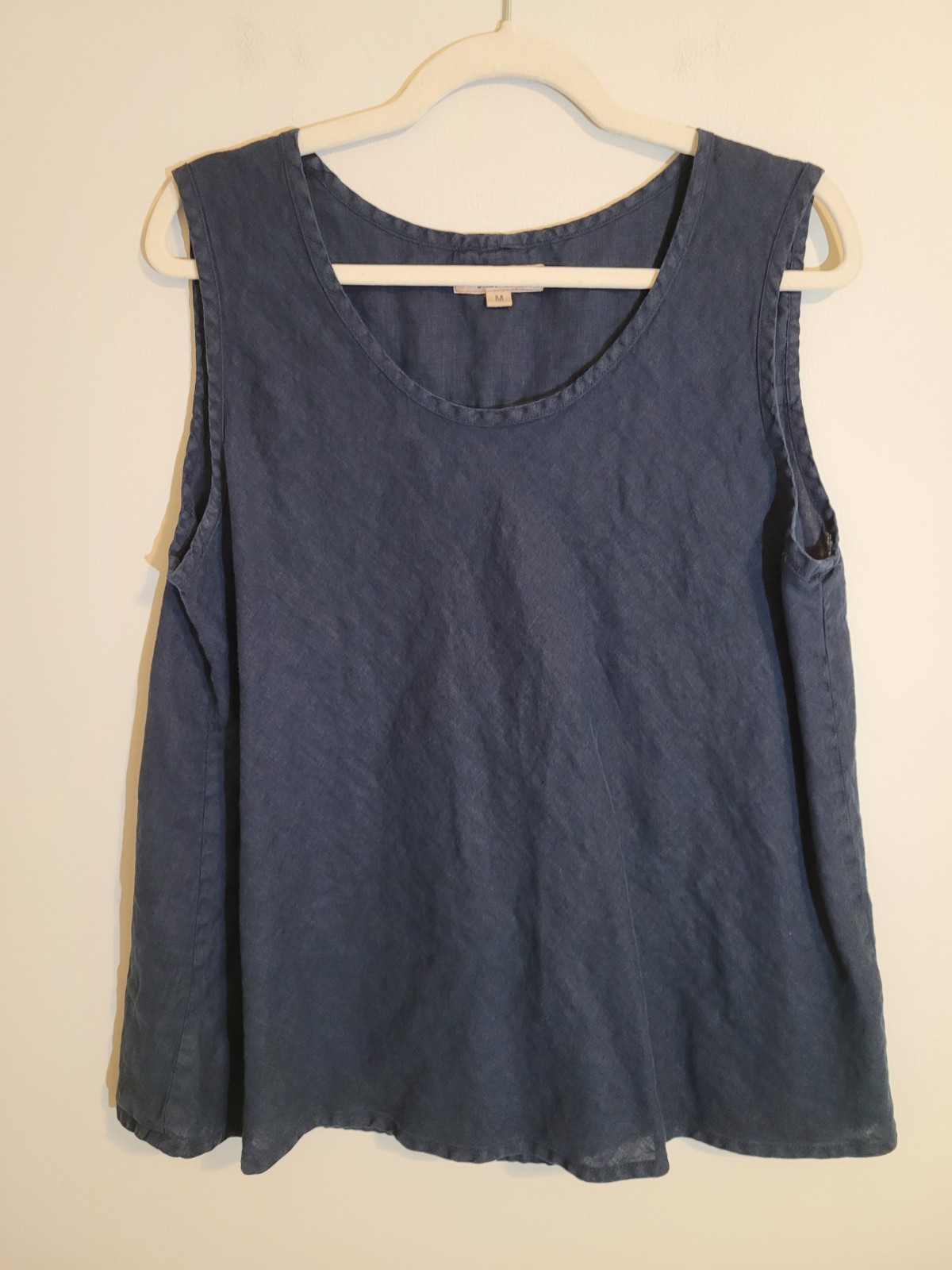 Flax Brand Linen Navy Sleeveless Relaxed Fit Tank Top Shirt Size Medium