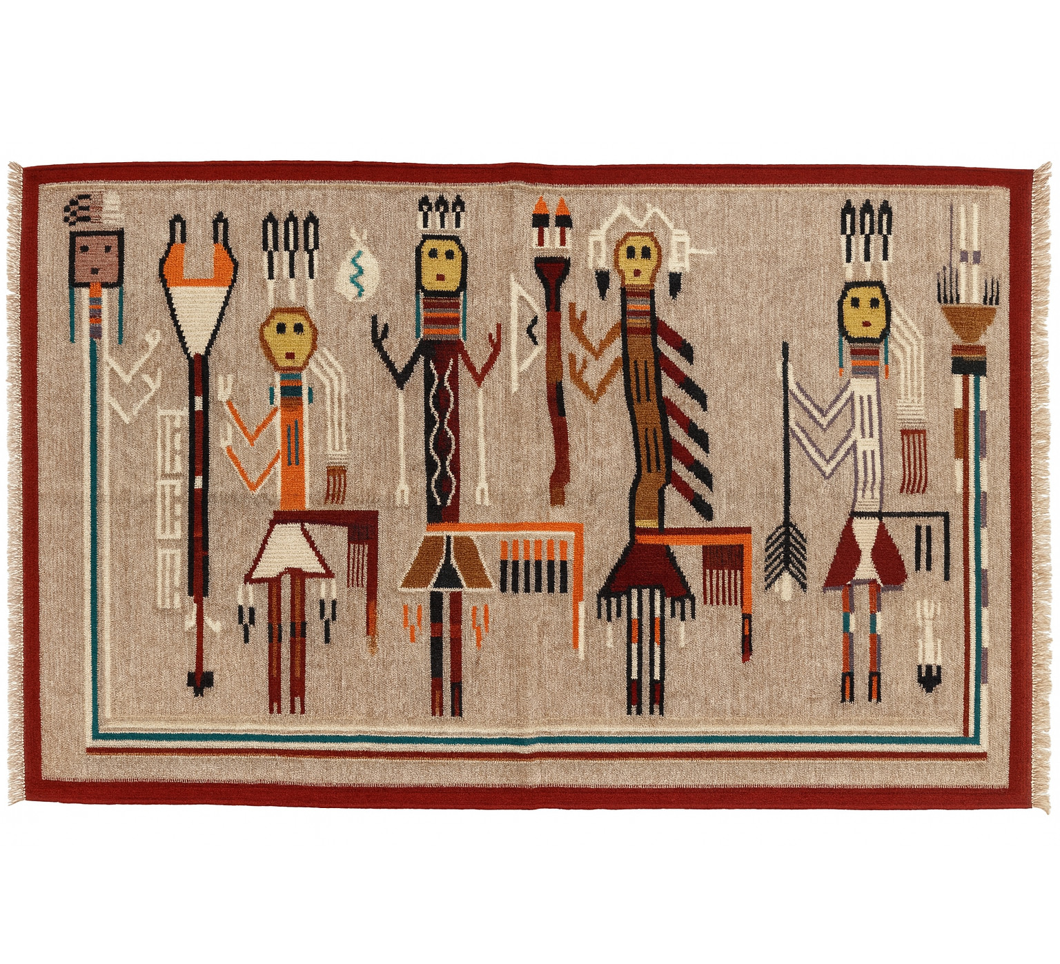 4x6 ft Vintage Yei Bi Chai Pictorial Native American Navajo Handwoven Rug