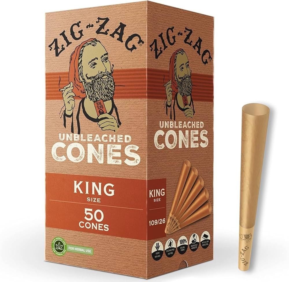 Zig Zag Unbleached Cones King Size Bulk 1 Pack 50 CT Zig Zag Unbleached Cones King Size Bulk 1 Pack 50 CT