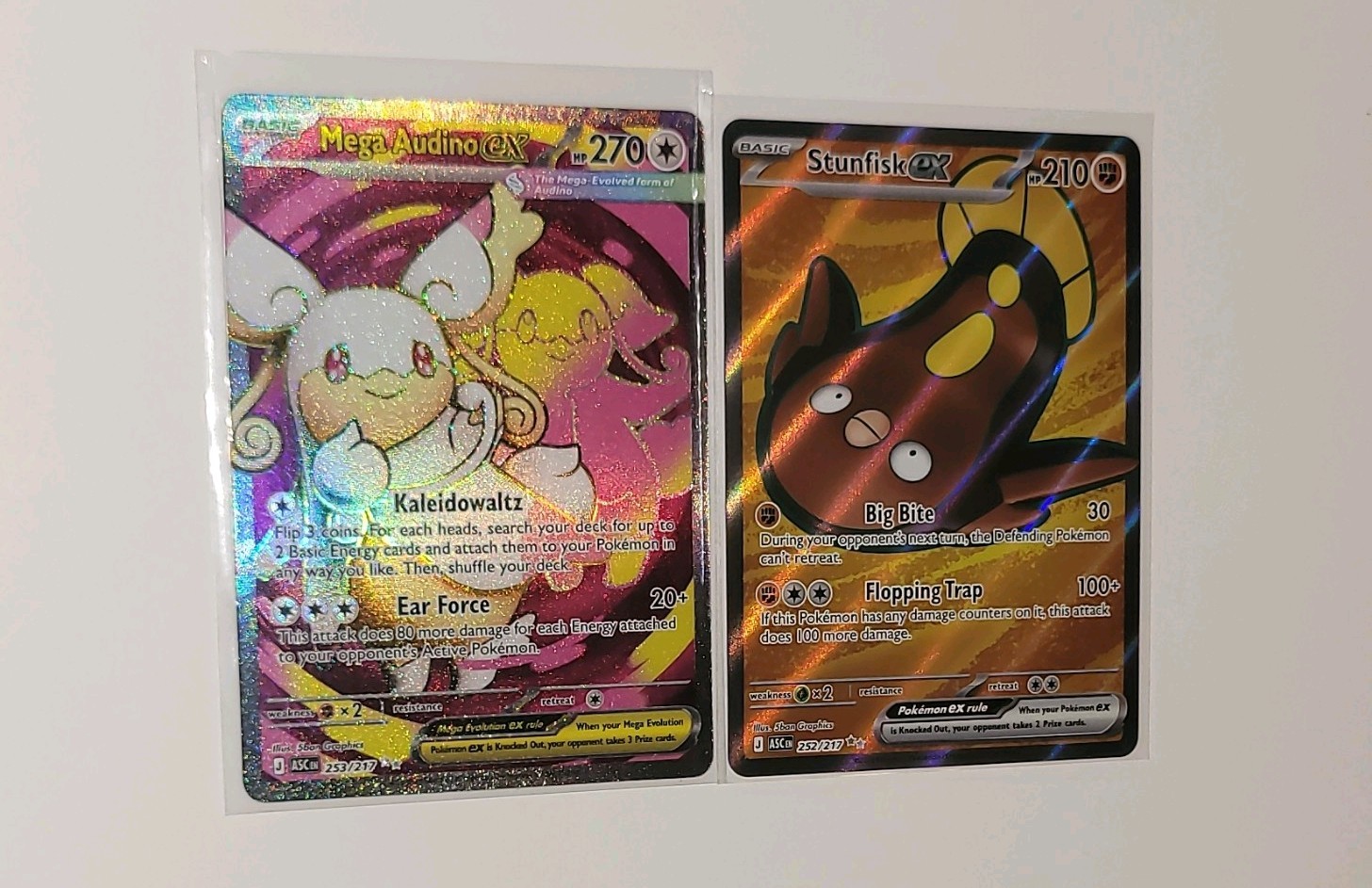 Pokemon Stunfisk Full Art Ultra Rare 252 & Audino ex Ultra Rare Ascended Heroes