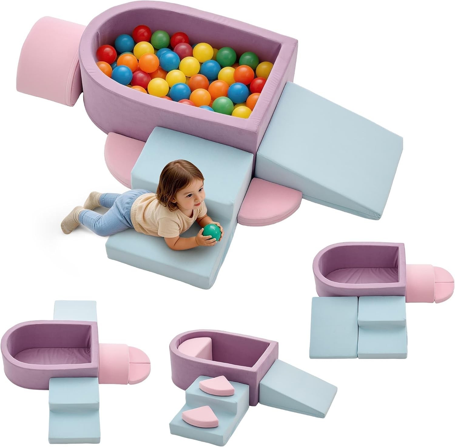 Korser 6Pc Toddler Foam Climbing Blocks With Ball Pit Play Set - New Korser 6Pc Toddler Foam Climbing Blocks With Ball Pit Play Set - New