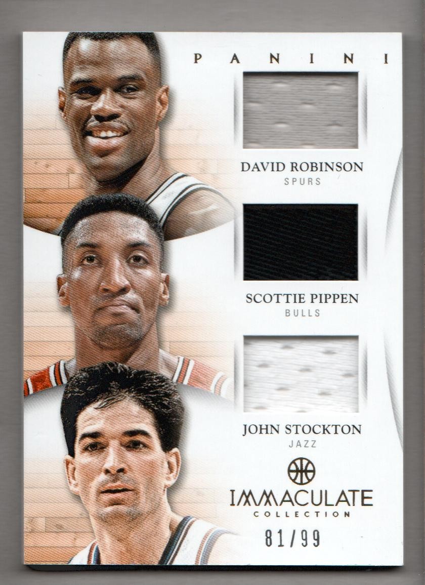 2012-13 Immaculate Collection Trio Material Relic Pippen Robinson Stockton 81/99 2012-13 Immaculate Collection Trio Material Relic Pippen Robinson Stockton 81/99