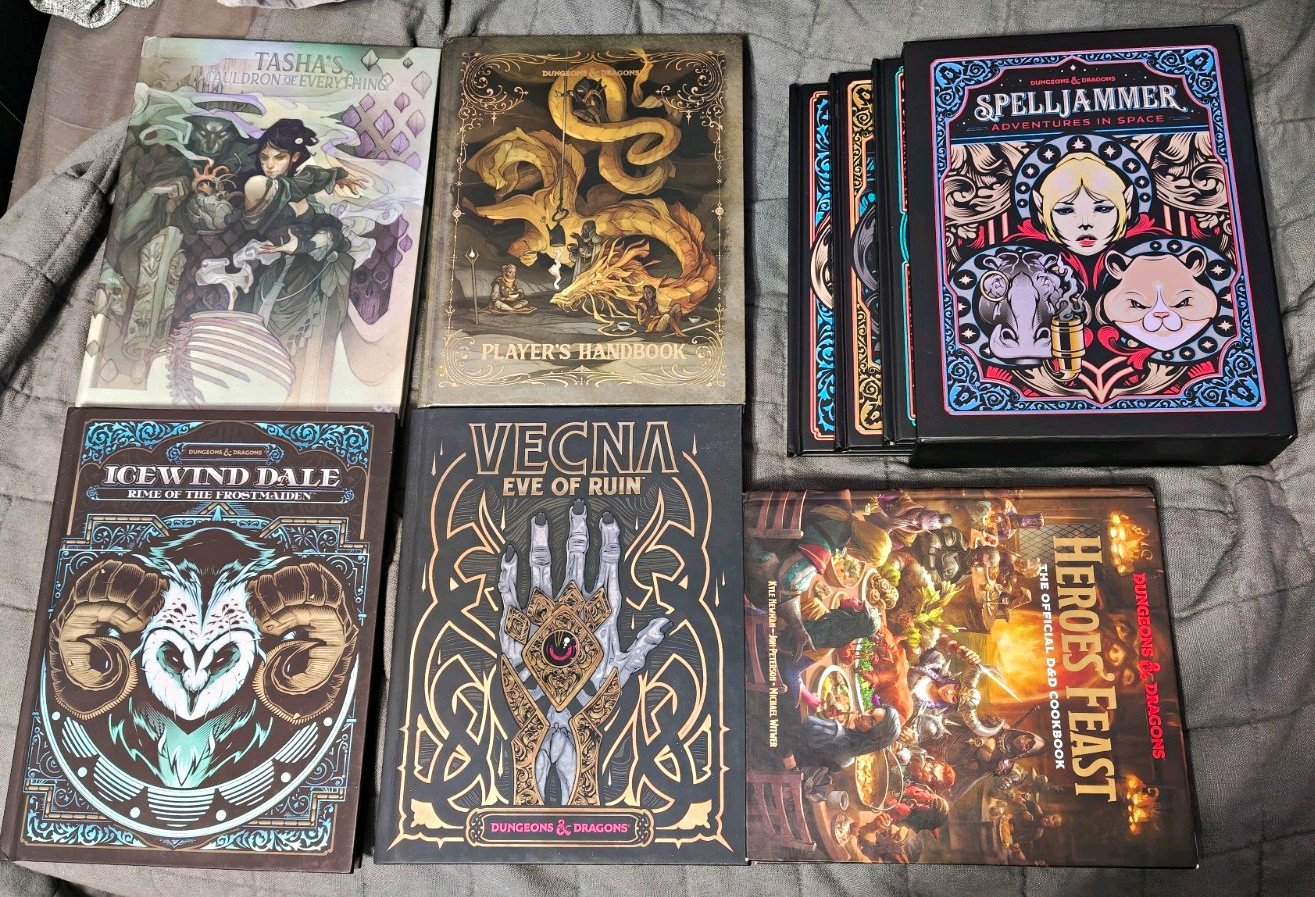 D&D Alt Cover Book Lot: PHB 5.5, Tasha\'s, Spelljammer, Icewind Dale, Vecna
