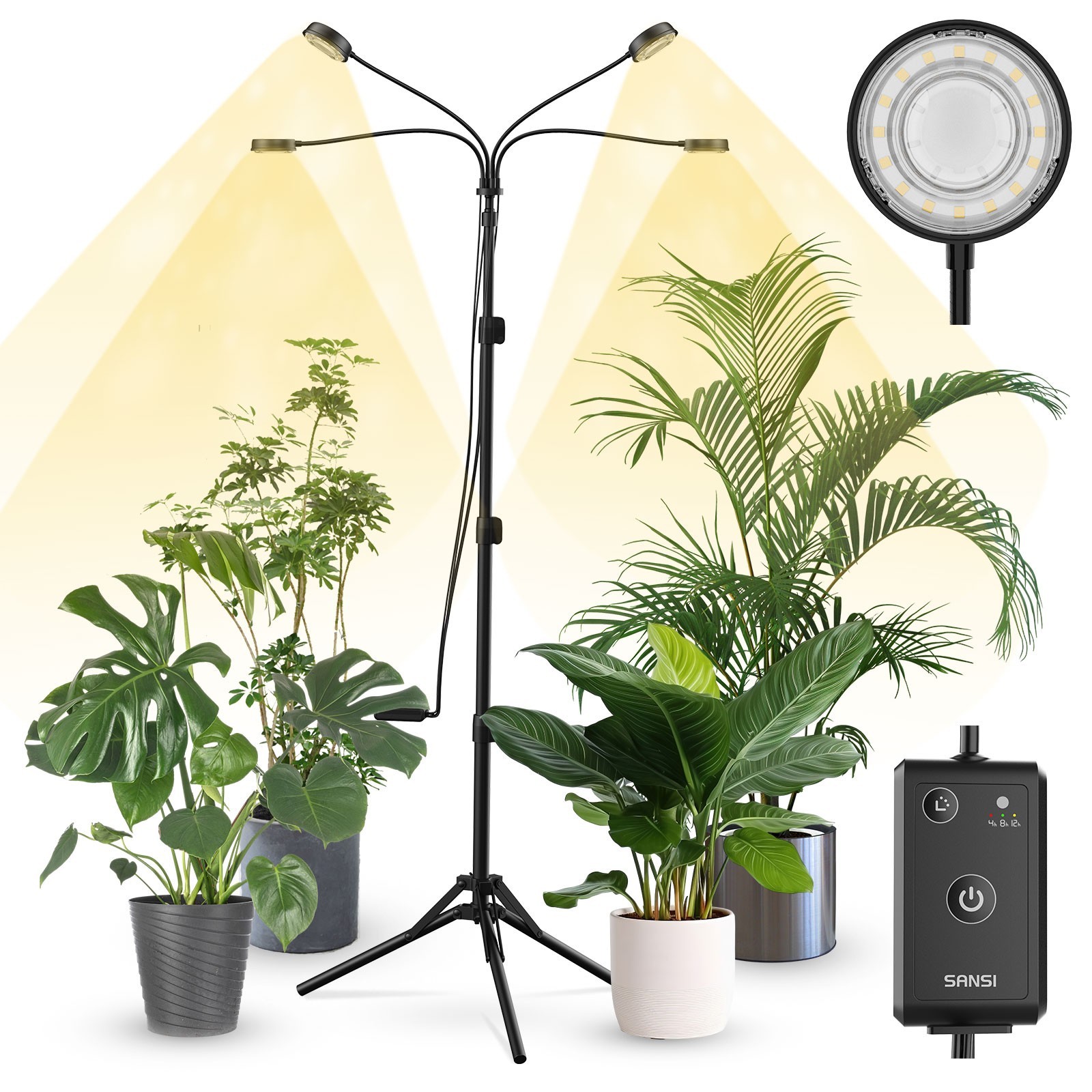 SANSI 40W LED Grow Light for Indoor Plants Full Spectrum With Stand Timer Dimmer SANSI 40W LED Grow Light for Indoor Plants Full Spectrum With Stand Timer Dimmer