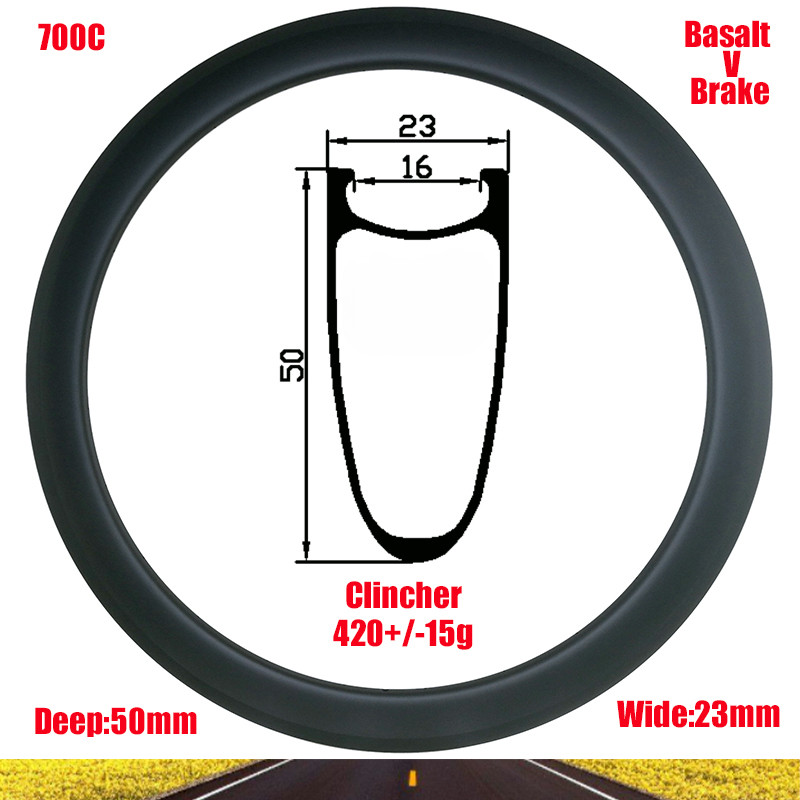 700C Road Bike Carbon Fiber Rim Clincher Bicycle Rims 50X23mm 20 21 24 28 32 36H