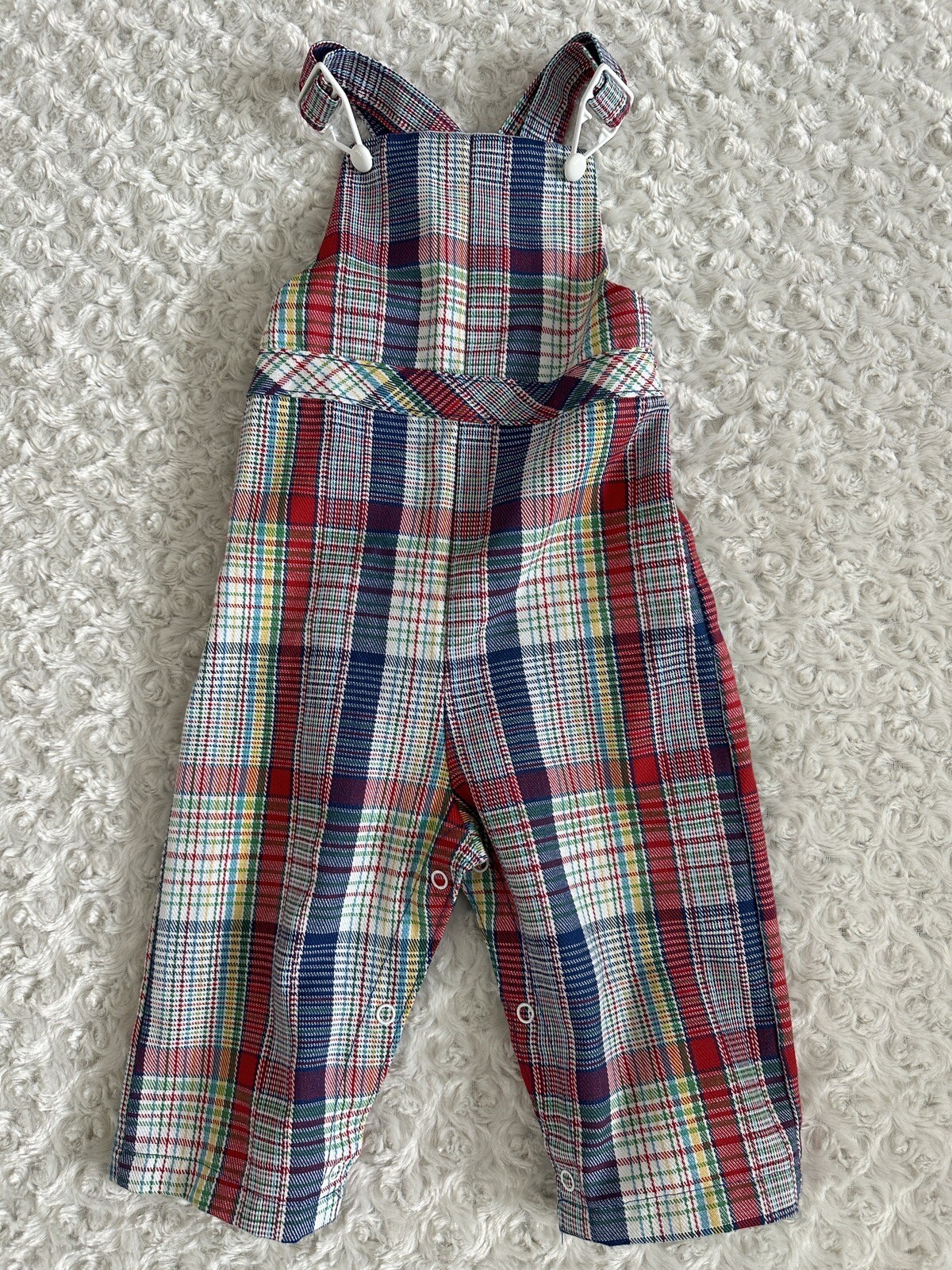 Vintage Healthtex Baby Toddler Boy 18-24 Months Plaid Bib Overalls 1980s USA