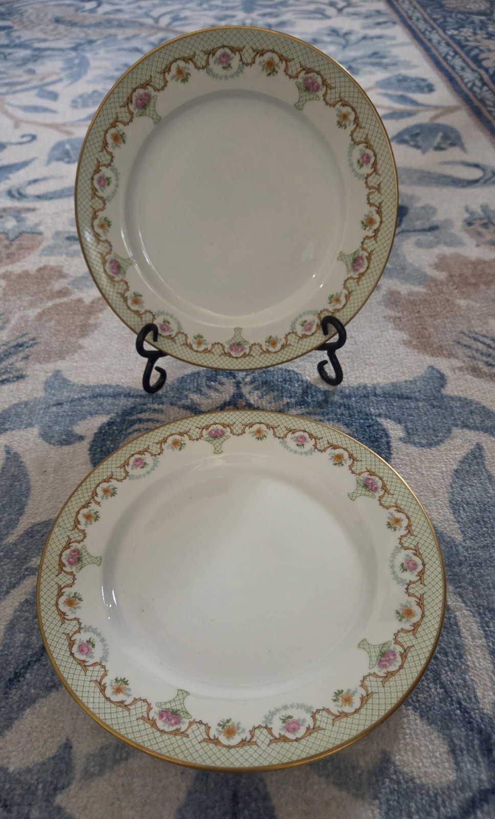 Pair of Antique French T&V Limoges Porcelain Luncheon Plates (1912)