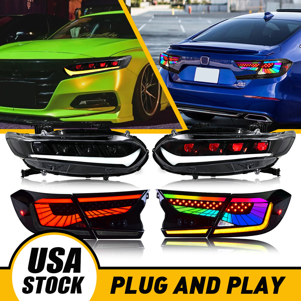 LED Headlights & RGB Tail Lights for 10th Gen Honda Accord 2018-2022 Devil Eyes