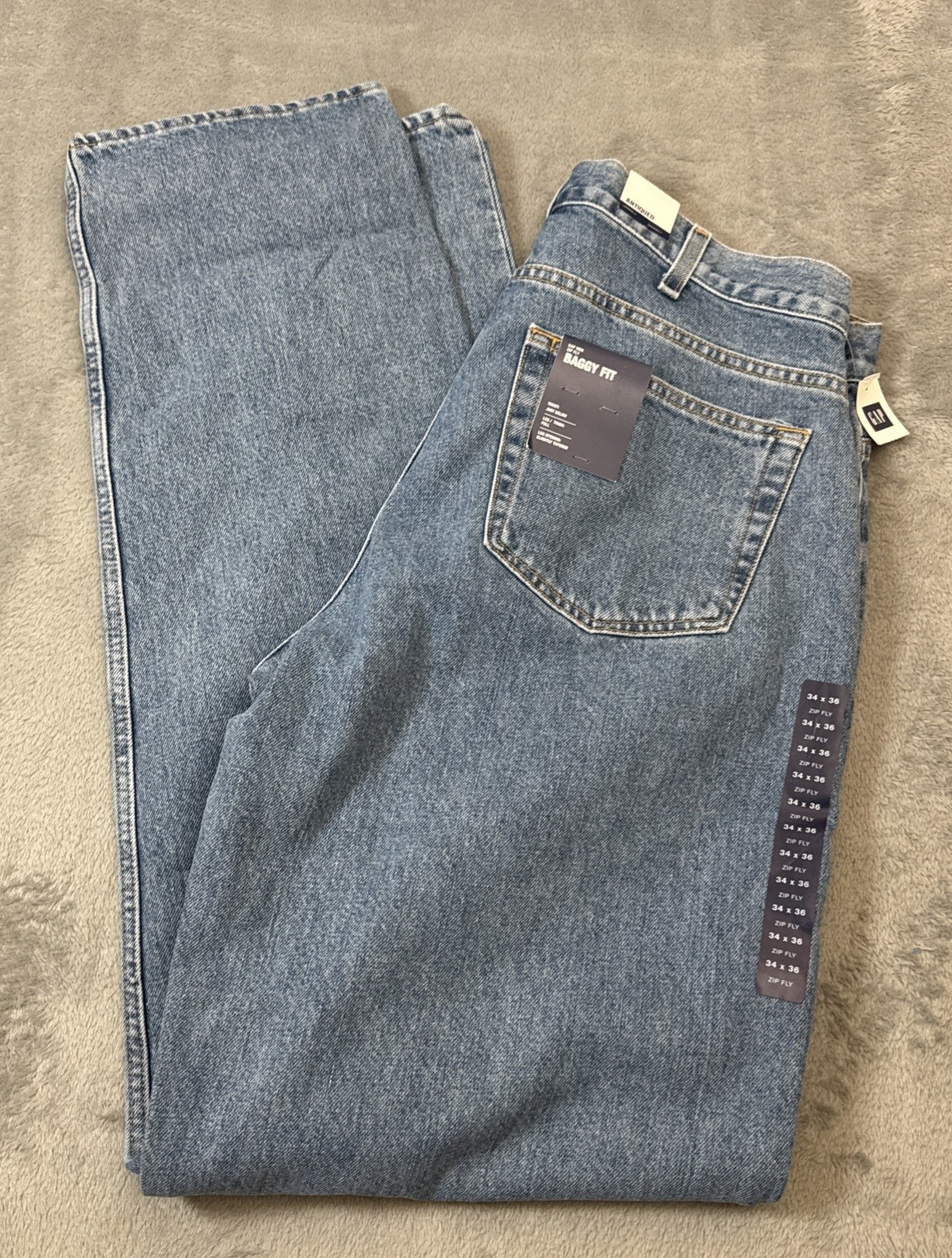 Vintage Gap Jeans Mens 34X36 Blue Denim Baggy Skate Grunge Y2K 2002 New w/ Tags