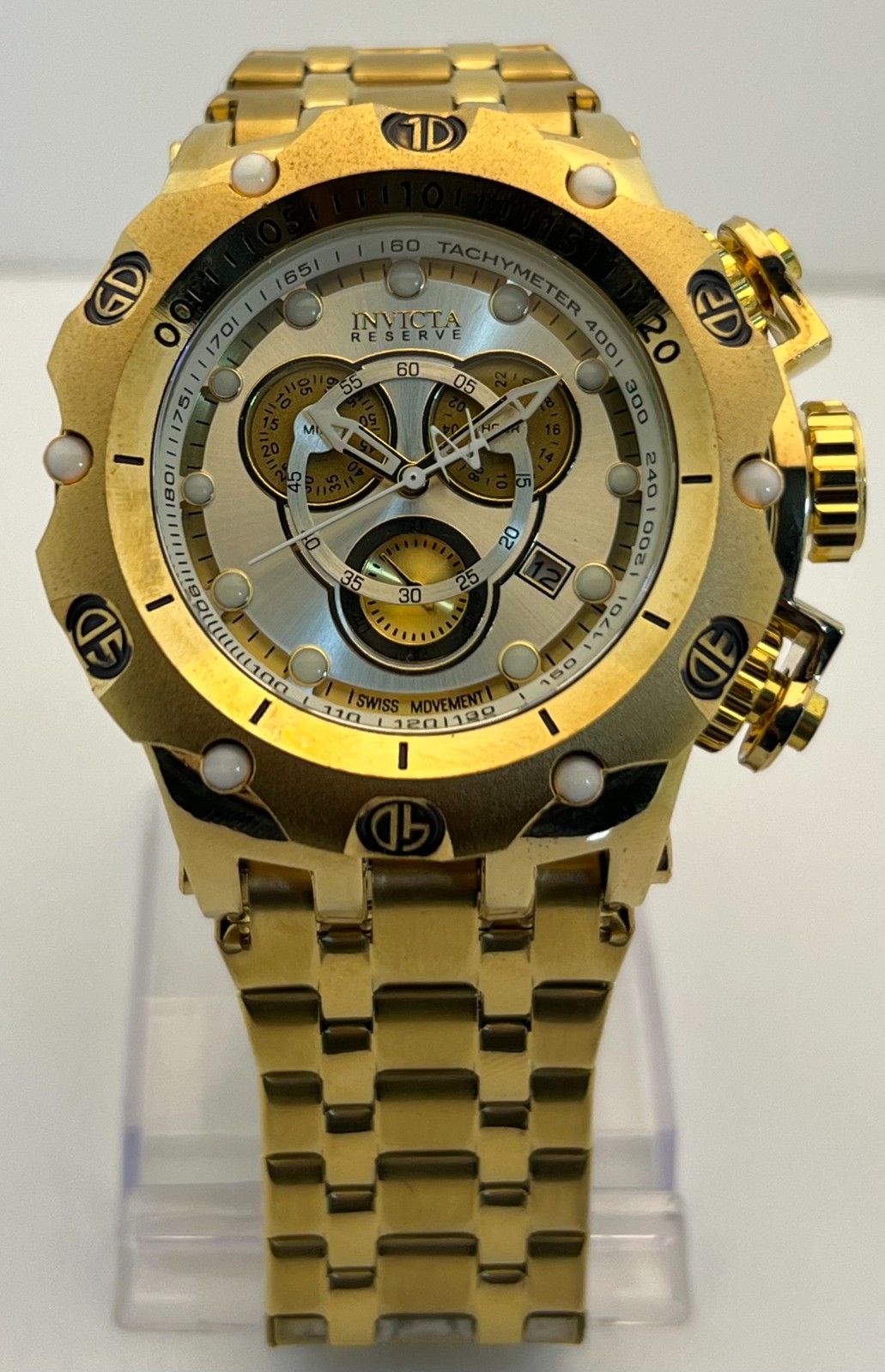 Precious  Men\'s Wristwatch Invicta Reserve Venom Quartz Silver Dial Date Working