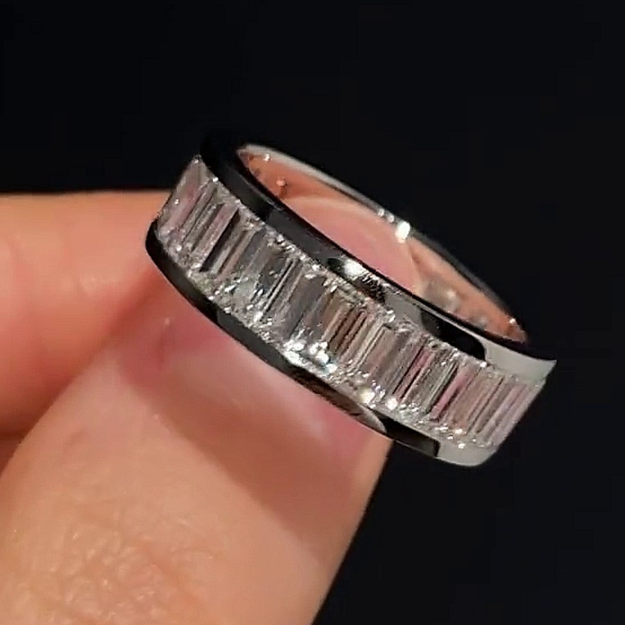 2.20Ctw Baguette Cut Moissanite Full Eternity Wedding Band 14k White Gold Plated