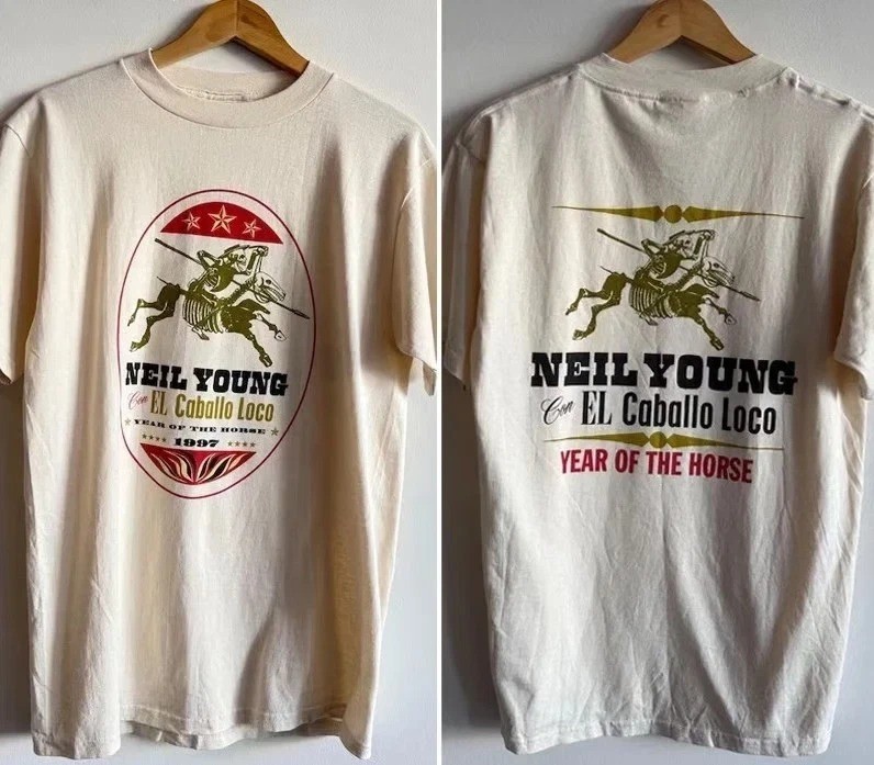Reprint 1997 Neil Young Crazy Horse 2 sided Sand T shirt
