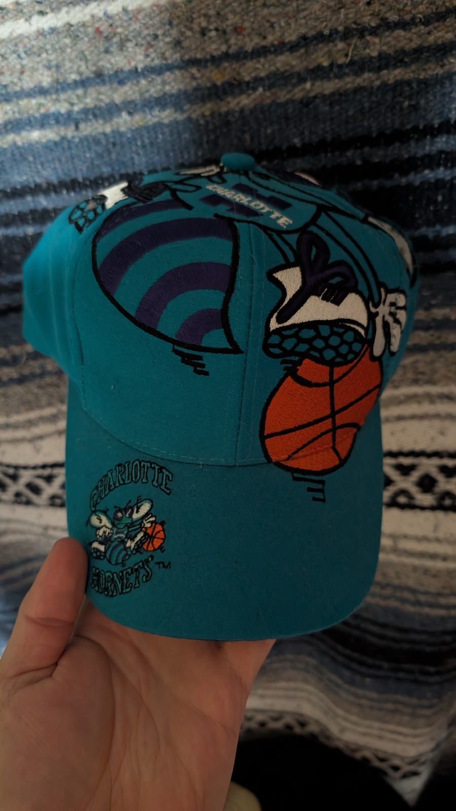 Vintage Charlotte Hornets The Game Big Logo Snapback Hat 90s Extremely Rare 