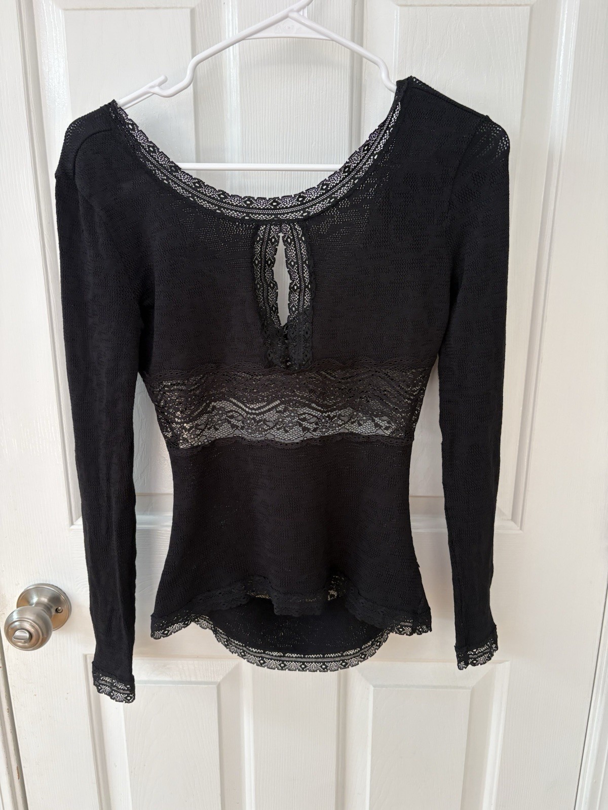 Vintage Gianfranco GF Ferre Women Sheer Lace Mesh Top Black S Goth Italy 90s